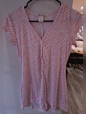 Pink Zebra-Print Short Sleeve Pajama Romper